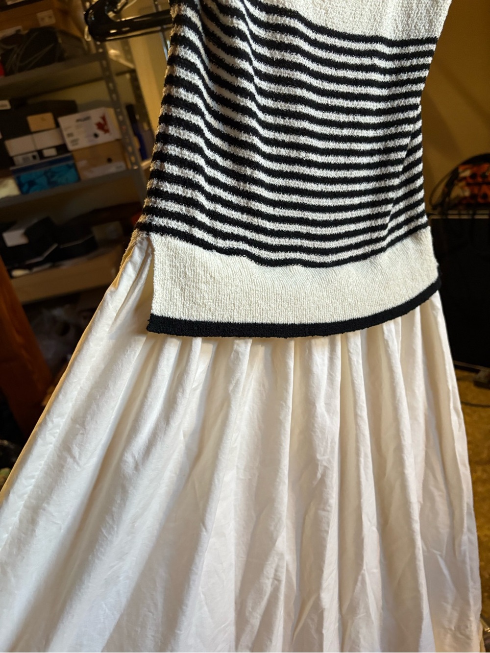 Moon River Striped Knit Top Midi Dress black and cream - Picture 8 of 16